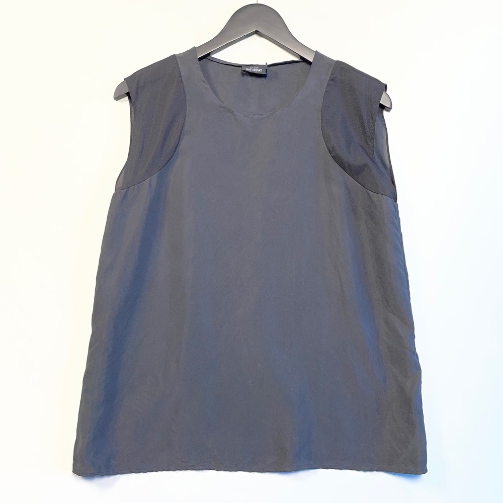 Kate Spade Saturday Women's Black Silk Sleeveless Blouse Sheer Panel Top Size M